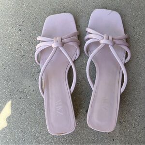 Zara Pink Knot Strappy Block Heels Resort Coquette feminine cottage barbie